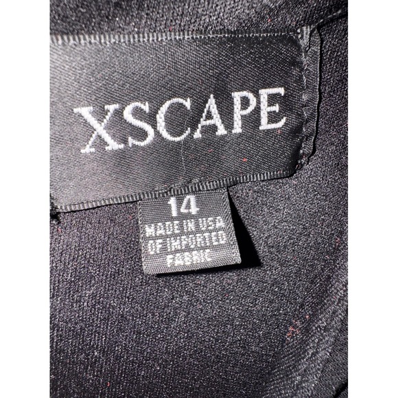 Xscape Black Beaded Illusion Long Sleeve Sheath Dress Size 14 Cocktail Party - Picture 5 of 10